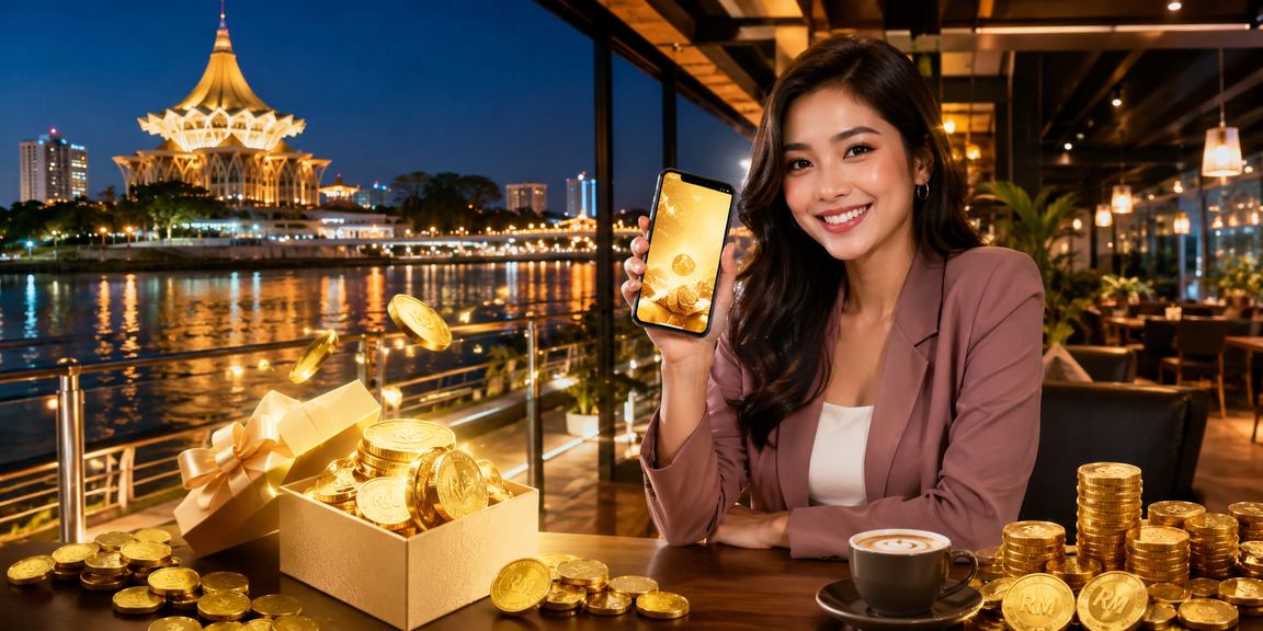 Pemain Poker menggunakan aplikasi kasino mudah alih di Kuching Sarawak